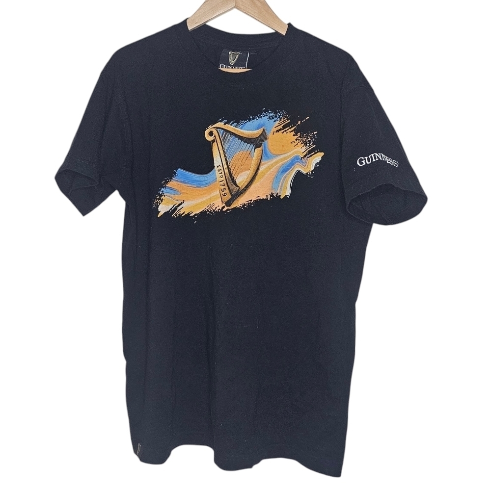 Guinness Harp Graphic Tee T-Shirt Made in Ireland Size Medium
